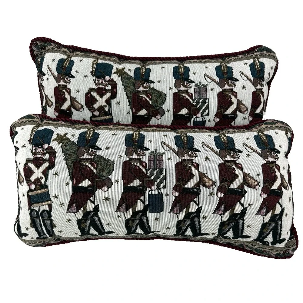 Vintage Newport Tapestry Christmas Toy Soldier Throw Pillows 22